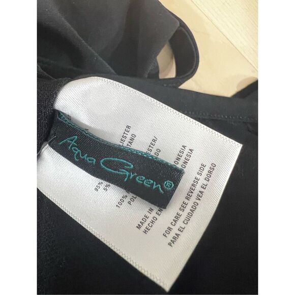 Aqua Green Black Tankini Top Plus Size 1X Adjustable Straps Swimwear Ruffle - Picture 10 of 12